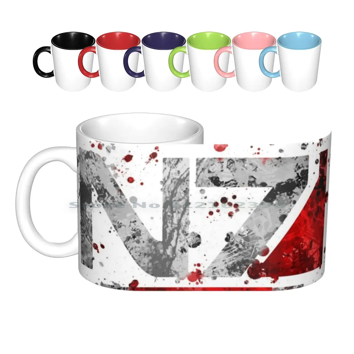 

Mass Effect-N7 ( Lite ) Splatter Ceramic Mugs Coffee Cups Milk Tea Mug Mass Effect N7 Shepard Lite Red Splat Splatter White