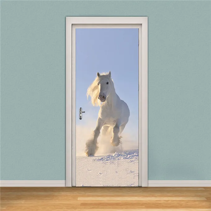 

Funny Door Stickers For Living Room Bedroom 3D PVC Self-adhesive Wallpaper For Doors DIY Renovation Decal Art Home Decor Murals