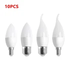 Светодиодная лампочка-свеча E14, энергосберегающая лампа E27, 10 шт., 7 Вт, 9 Вт, 220 В переменного тока, белыйтеплый белый свет, для украшения дома