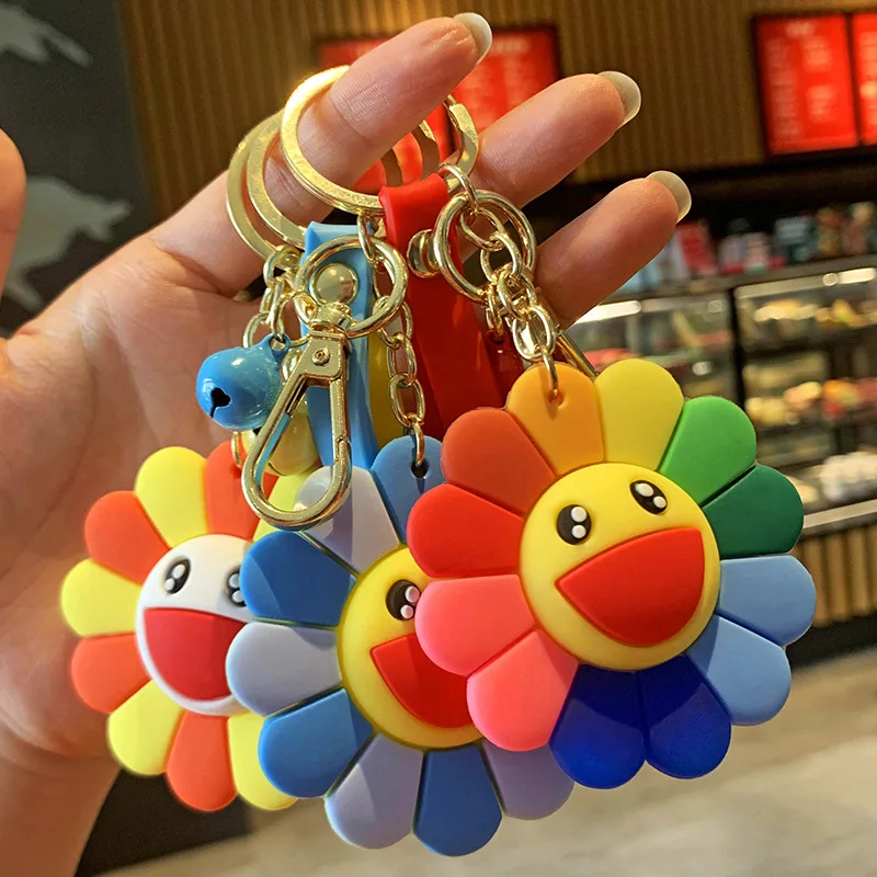 

Fashion Alloy Flower Keychain Cartoon Cute Double-sided Flowers Key Ring Jewelry for Women Girl Car Bag Pendant Keyring Gift