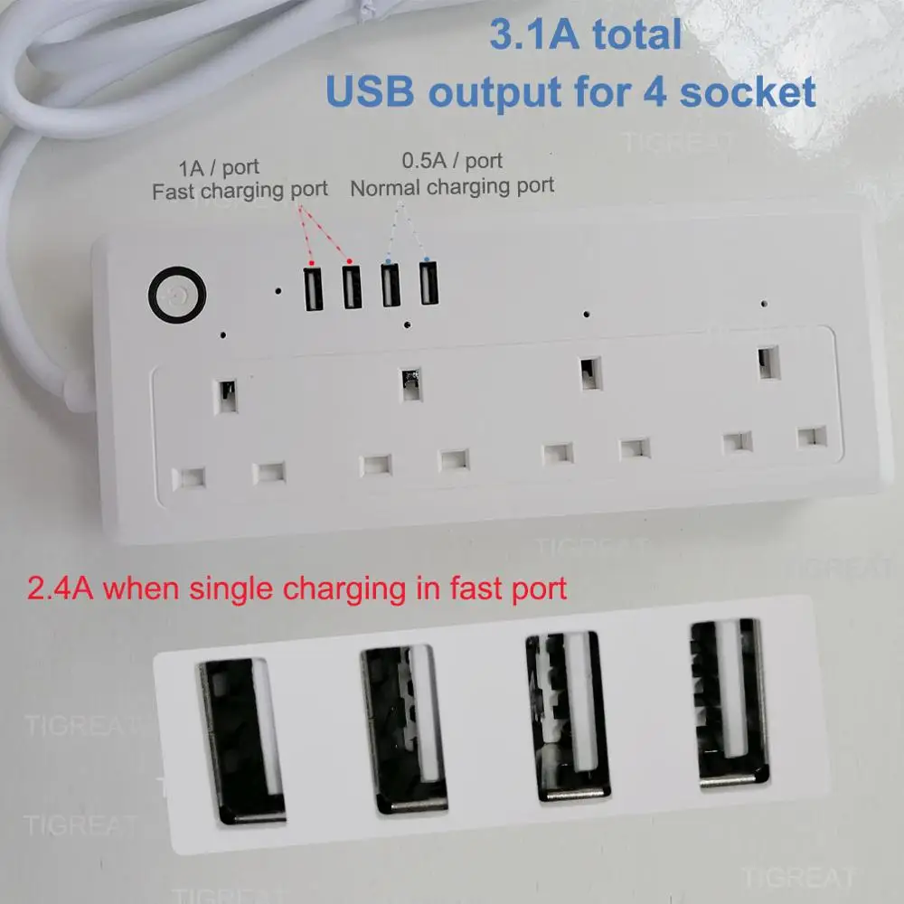Умный удлинитель с Wi-Fi USB-розеткой и таймером на дистанционном управлении |