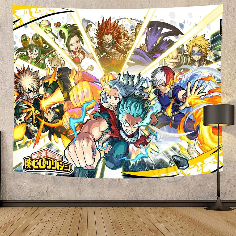 

FFO My Hero Academia Tapestry Wall Hanging Anime Tapestry Aesthetic Comic Character Tapestries Art Poster Home Party Decor