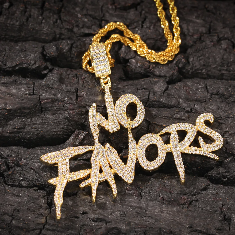 

Iced Out Letter NO FAVORS Necklace&Pendant Stainless Rope Chain Gold Silver Color AAA Cubic Zircon Men's Hip Hop Jewelry