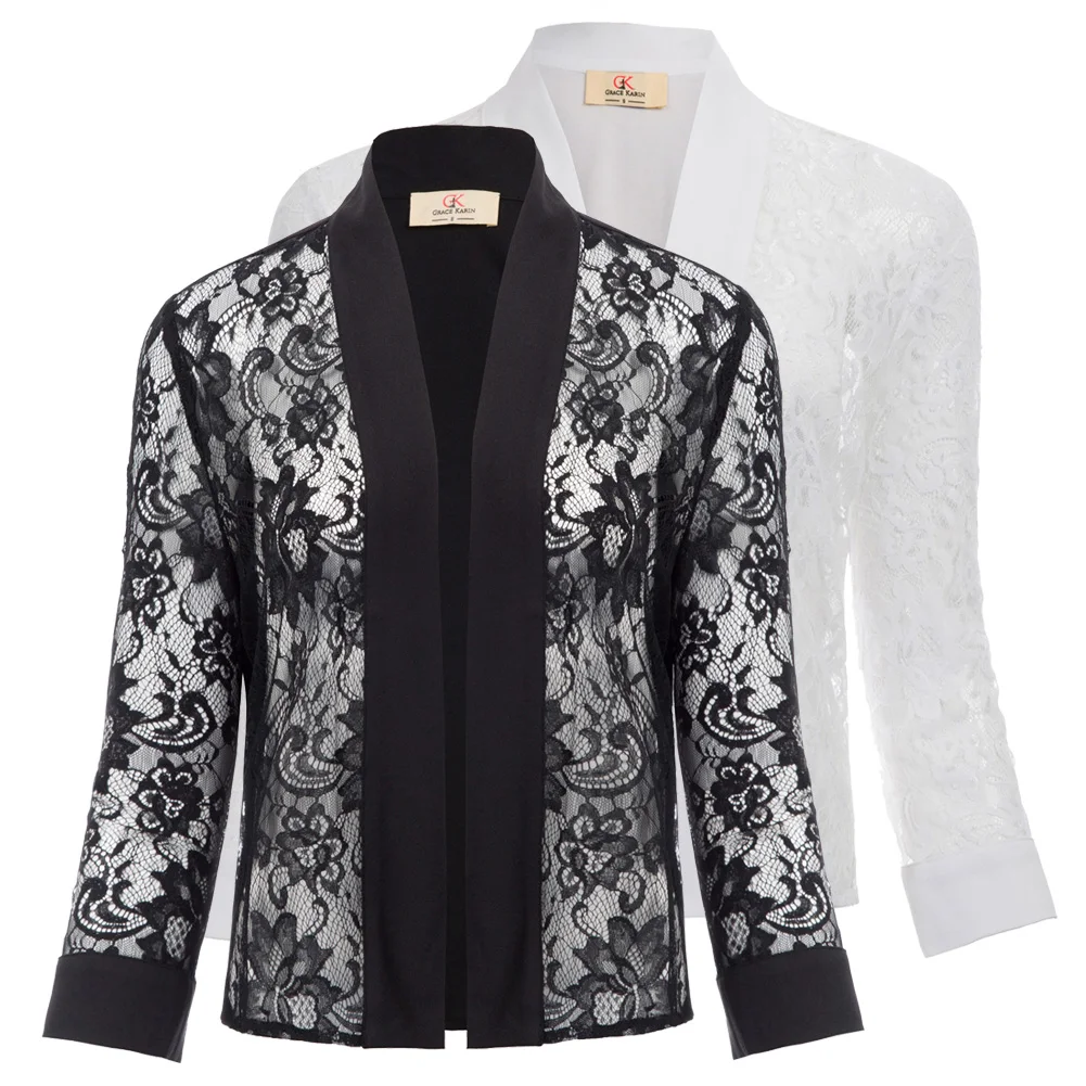 Женский летний Повседневный Кардиган 3/4 рукав Открытый спереди кружево ковер