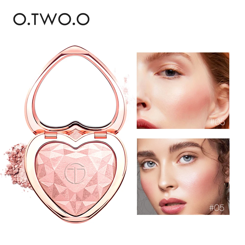 O.TWO.O Shimmer Highlighter Powder Natural Shimmer Highlighters Palette Heart Shape Face Bronzer Contouring Facial Cosmetics