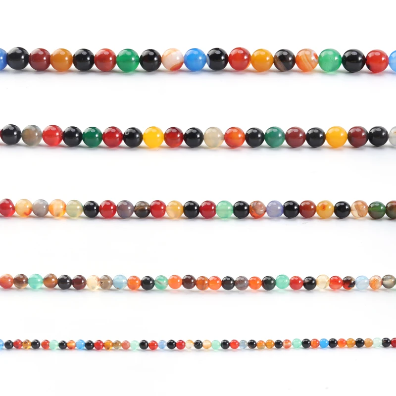 

Fostfo High Quality Natural Stone 4 6 8 10 12mm Mixed Color Stone Beads Round Loose Spacer Beads Jewelry Bracelet Making