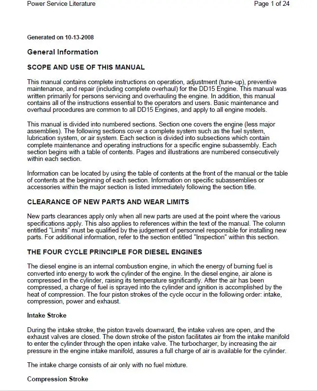 Детройт дизельный двигатель DD15 силовой сервис литературы PDF | Автомобили и
