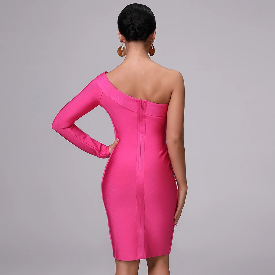 Женская обувь высокого качества с длинным рукавом на одно плечо Бандажное платье