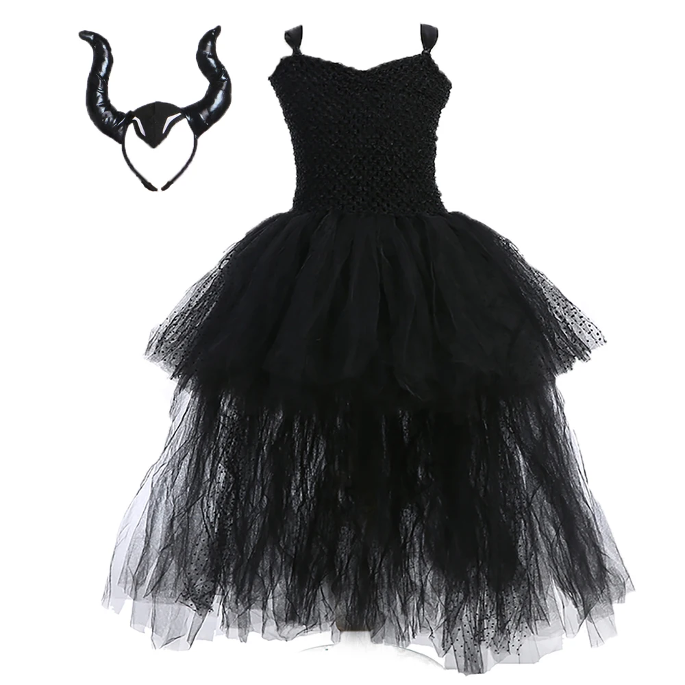 Хэллоуин Темный Единорог Костюм Платье пачка V образным вырезом дети девочки