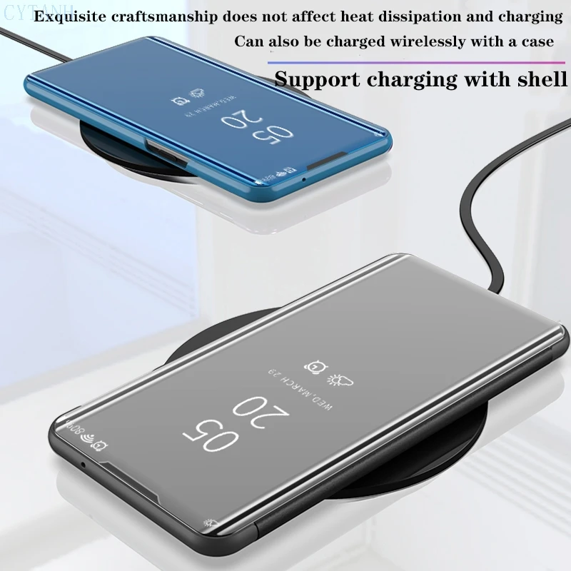 Роскошный зеркальный умный флип-чехол для телефона Samsung Galaxy J2 J4 J5 J6 J7 Prime A41 A21 Note 10