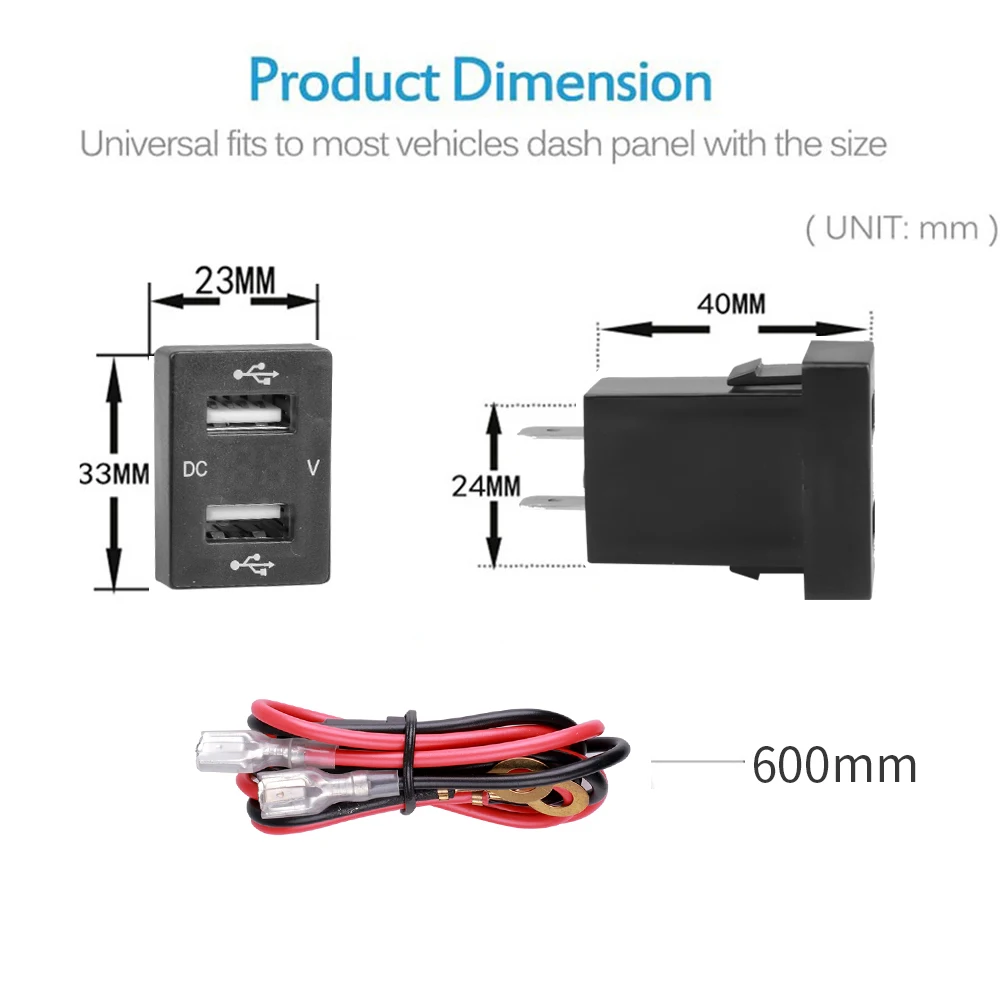 Kebidumei Dual USB Car Charger 12V 3.1A LED Voltmeter Power Adapter With Digital Voltage Display For Toyota Series Cars | Автомобили и