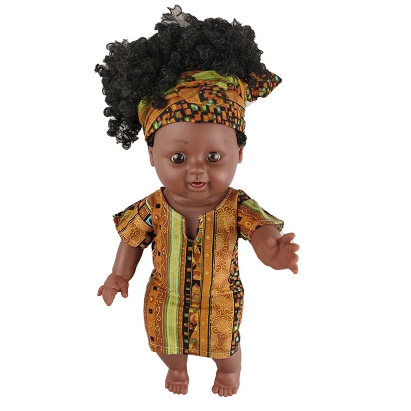 

35cm Lifelike Reborn Baby Boy Girl Doll African American Newborn Toddler Doll