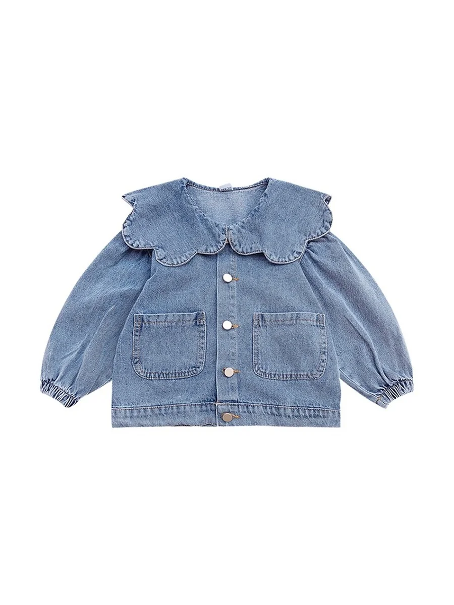 Baby Girl Jean Jacket Kids Denim Coat Children Cotton Spring Autumn Solid Casual Outerwear Girls Cute Jean Coats for Toddler images - 6