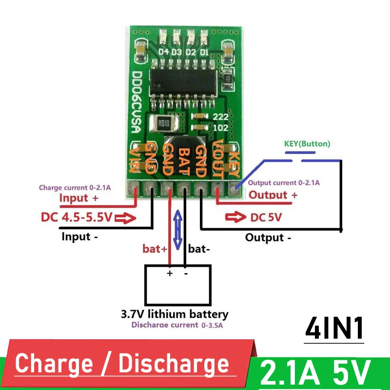 

DYKB 4in1 DC 5V 2.1A charge Discharger boost / battery protection/ CELL indicator FOR 3.7V 4.2V 18650 lithium LI-ION Power