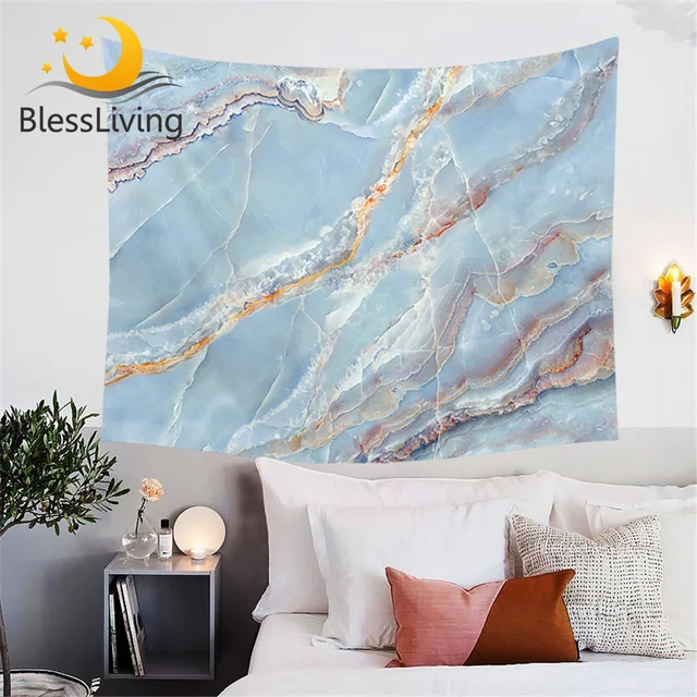BlessLiving Marble Tapestry Modern Vivid Print Wall Hanging Tapestry Abstract Wall Art for Bedroom Living Room Dorm Decor Sheets 1