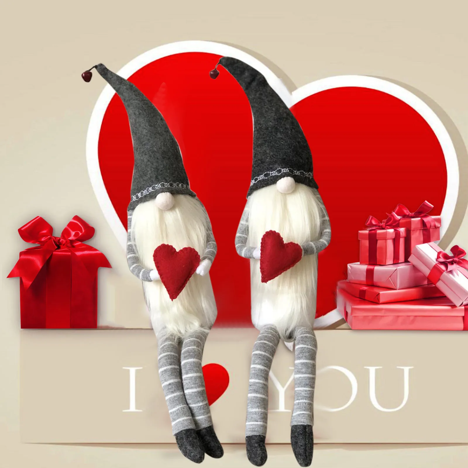 

2PC Valentine's Day Spring Gifts Stuffed Toys Room Plush Decor Faceless Doll Decorations Kids Birthday Present Home Ornament