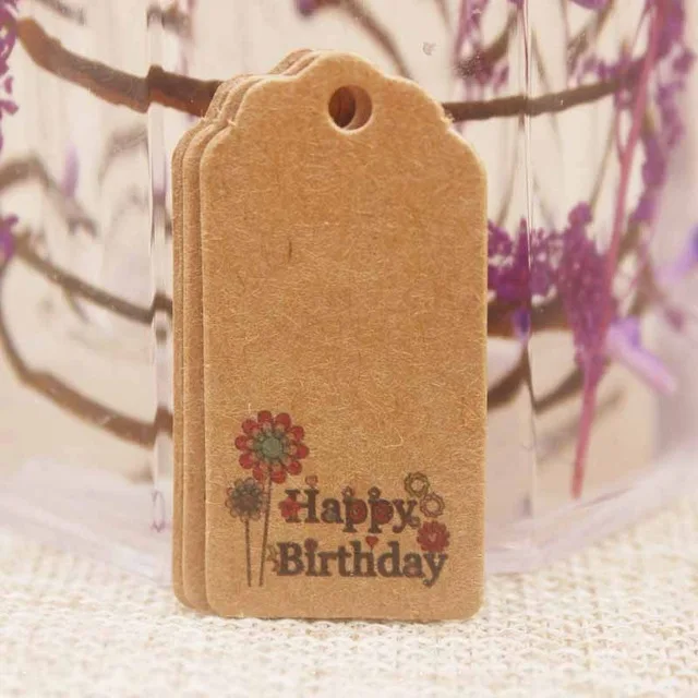 2x4cm 50 tag 50 шт./лот, белые/крафт-печатные этикетки для подарков на Рождество и год для торта на день рождения, вечерние этикетки для одежды - Цвет: 2x4cm 50 tag