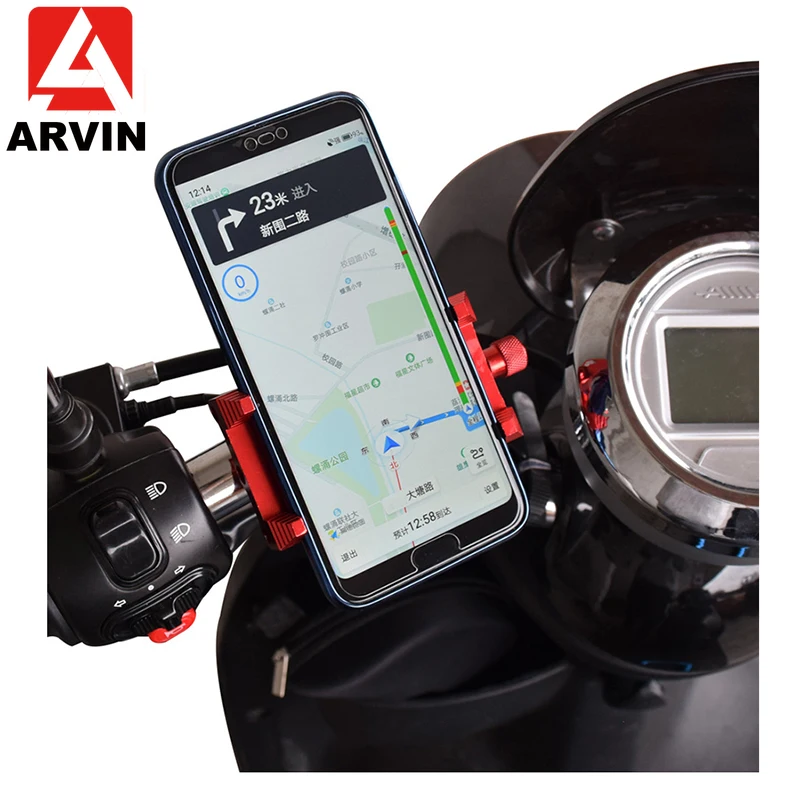 

ARVIN Motorcycle Bicycle Phone Holder For iPhone XR Samsung S8 S9 Mobile Phone Moto Bike Handlebar Clip Stand GPS Mount Bracket