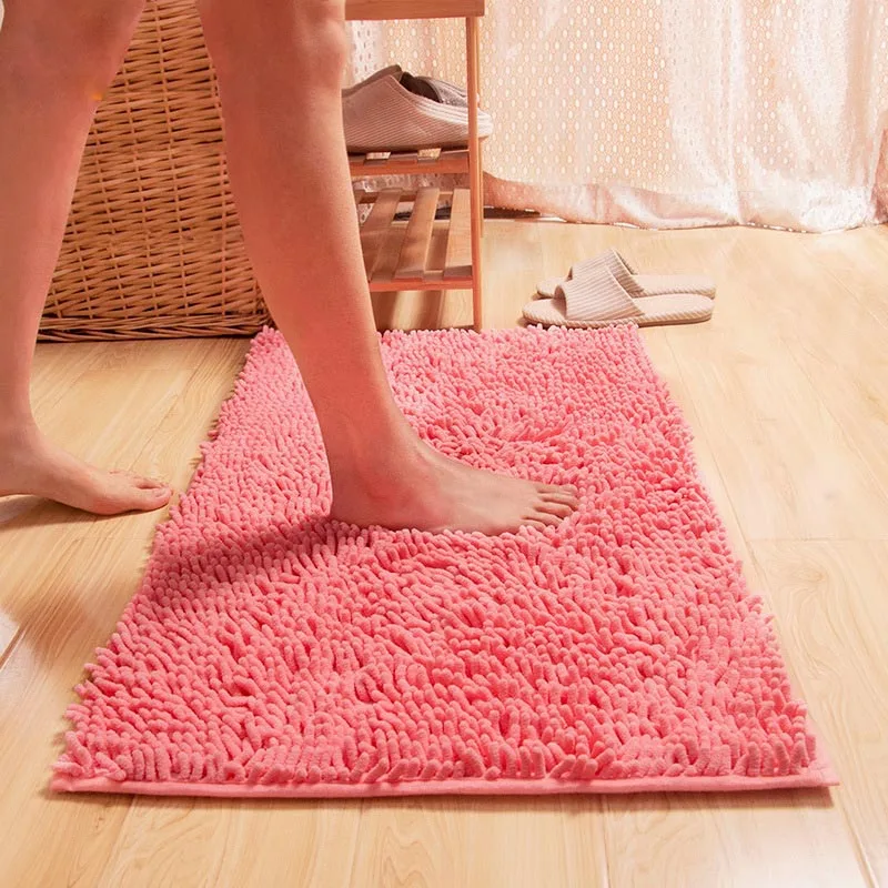 

Microfiber Chenille Bath Mat Water Absorb Anti Slip Bathroom Rug Carpet for Living Room Floor Mat for Kids christmas rug