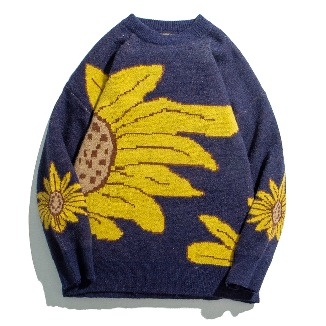 Свитер мужской в стиле хип-хоп пуловер с подсолнухом трикотажный Повседневный