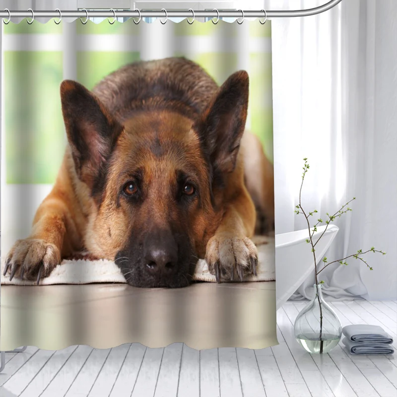 Занавеска для душа в виде овчарки водонепроницаемая занавеска ванной из