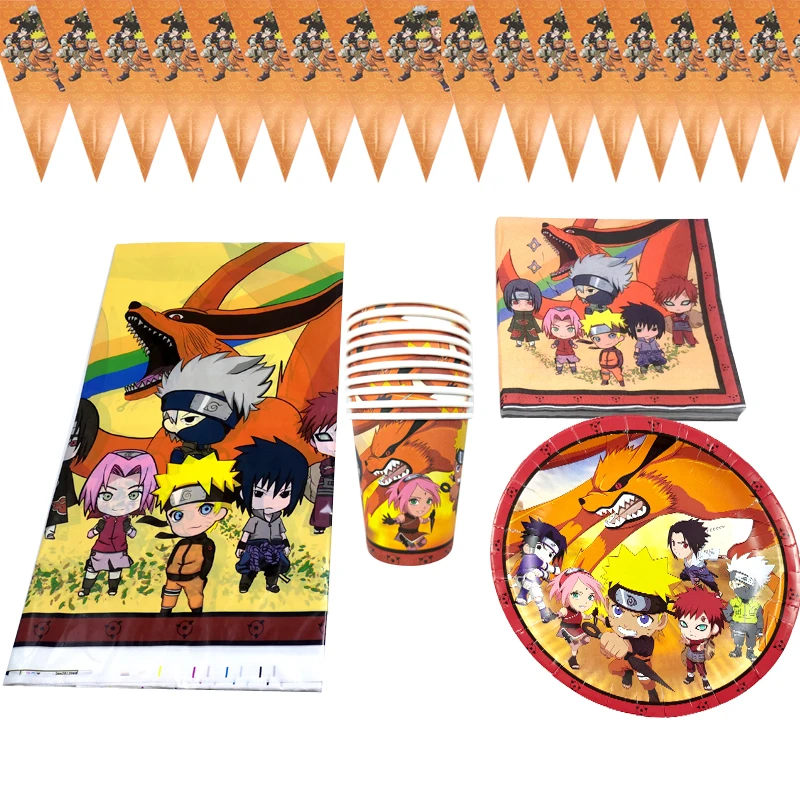 

51pcs/lot Ninja Theme Tableware Set Baby Shower Decorate Flags Cups Plates Boys Favors Banner Birthday Party Tablecloth Napkins