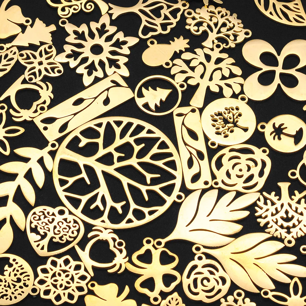 50 шт./лот смешанные дизайны из нержавеющей стали подвеска сделай сам с цветком