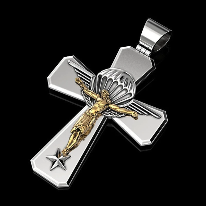 Подвеска в виде креста Золотая и серебристая цепочка для мужчин женщин ювелирные