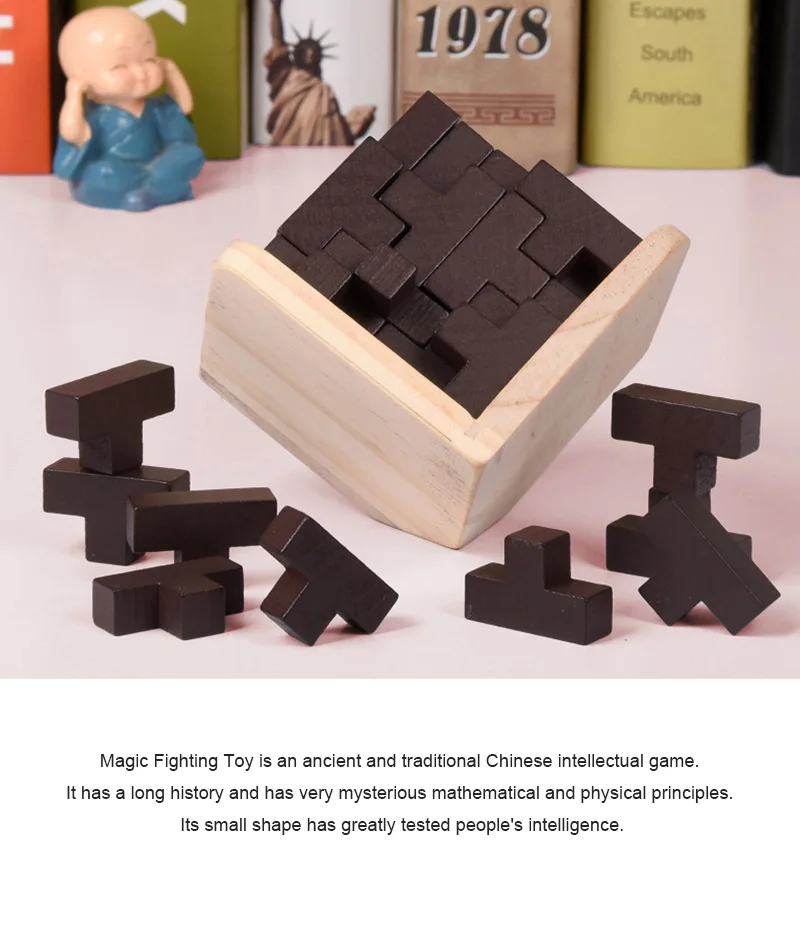 

54T Toys 2 Colors Wooden Magical Educational Toys Burr Puzzle Funny Luban Lock Wooden Educational Toy Brain Game For Children