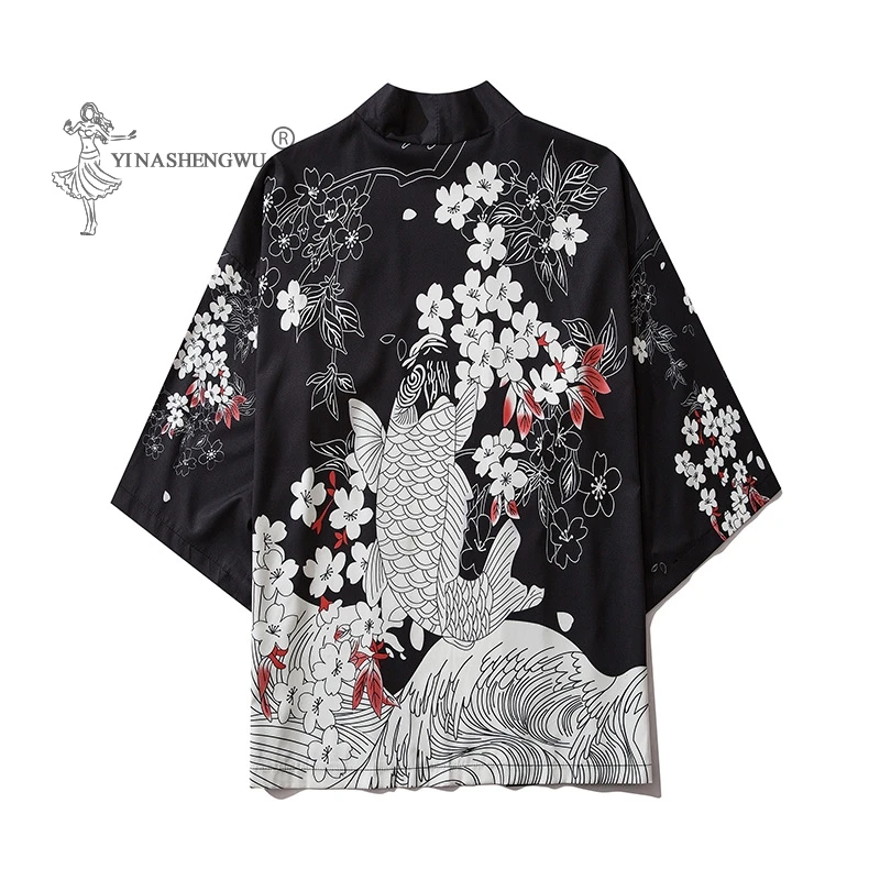 

Japanese Kimonos Men Harajuku Anime Print Loose Shirts Women Cardigan Summer Costume Samurai Japan Traditional Coat Yukata Suit