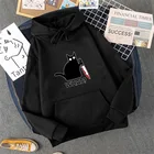 Толстовка с котом-убийцей и ножом, Свитшот в стиле хип-хоп, уличная одежда для манги, стиль Харадзюку, Женский пуловер