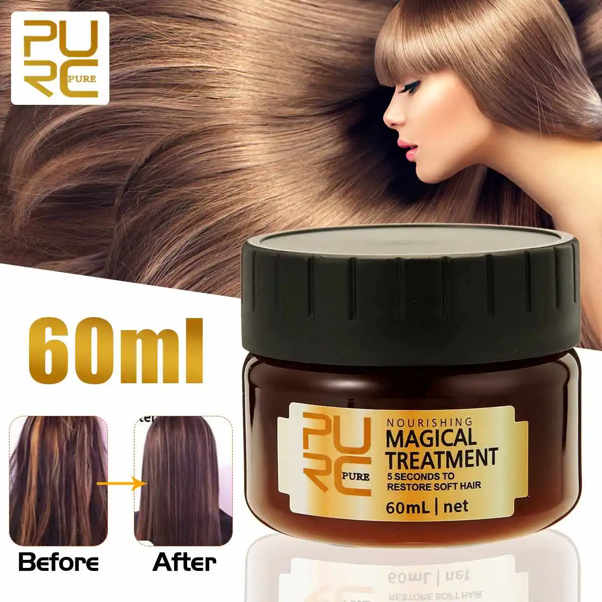 

60ml PURC Magical treatment mask 5 seconds Repairs damage restore soft hair for all hair types keratin Hair & Scalp Treatment