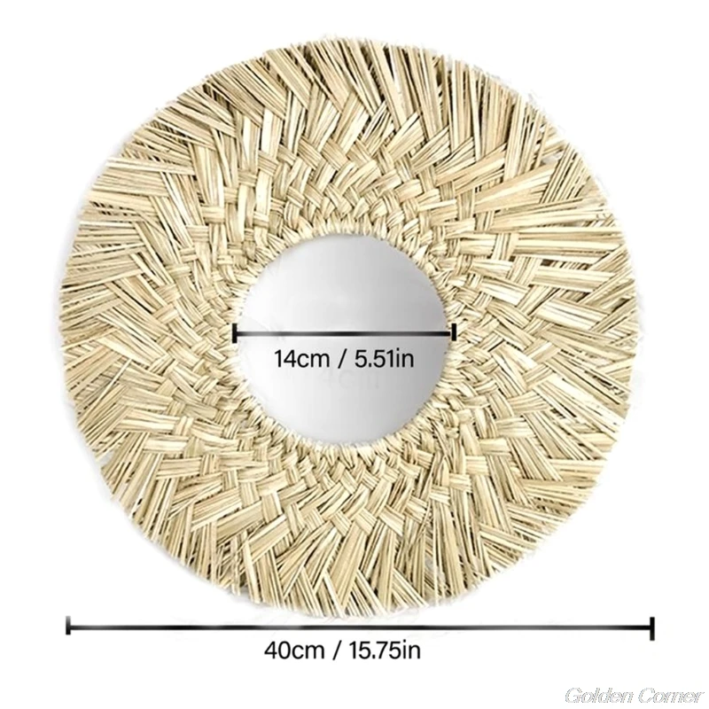 

Rattan Plaited Seaweed Art Makeup Mirror Wall Hanging Home Living Room Bedroom Decoration Photography Prop J09 20 Dropshipping