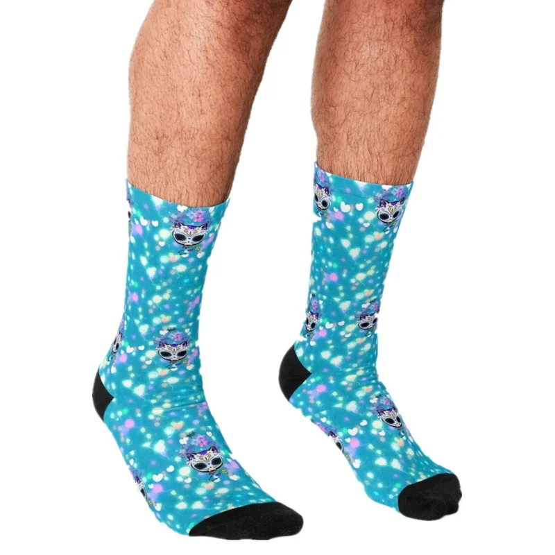 

2021 Funny Men's socks Skull Sugar cat Pattern Printed hip hop Men Happy Socks cute boys street style Crazy Socks for men