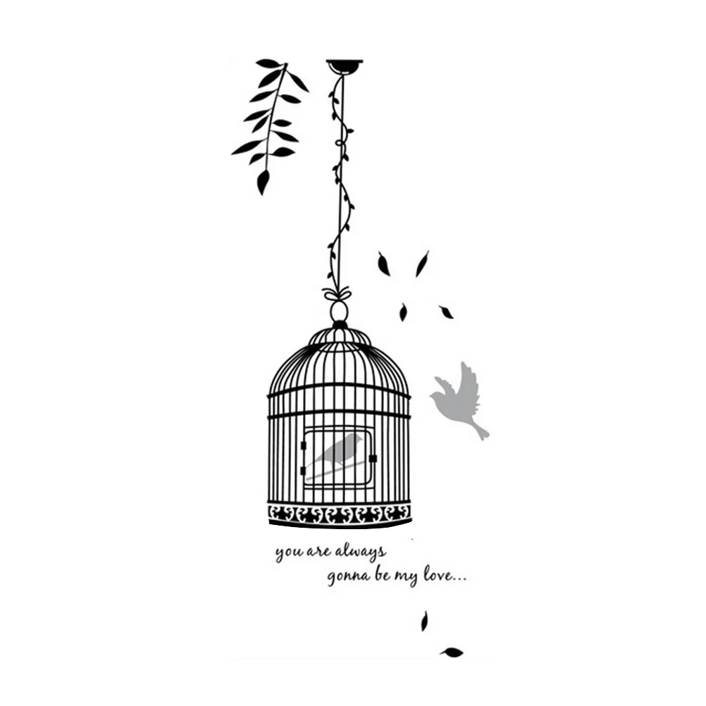 

Настенная виниловая наклейка в виде птичьей клетки, съемные художественные настенные наклейки для гостиной, телевизора, дивана, фоновое ук...