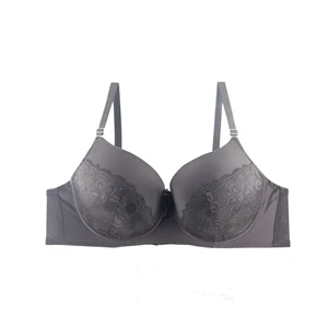 Xiushiren Plus Size Lace Sexy Push Up Bras For Women Floral Underwire Brassiere Nylon Lingerie bh 42 44 46 48 DDD F DDDD G Cup - Цвет: Grey