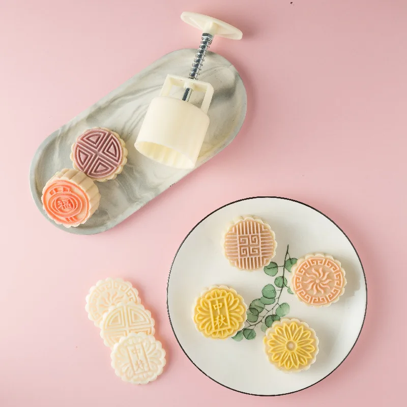 

Mooncake Mold Set Mid Autumn Festival DIY Hand Pressure Fondant Moon Cake Mould Decoration Tool Multi-style Moon Cake Mould