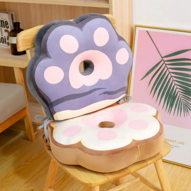 

46cm Cat Paw Cushion Chair Seat Cushion Tatami Floor Cushion Comfortable Thick Stool Butt Cushion Home Decoration Gifts Purple 1