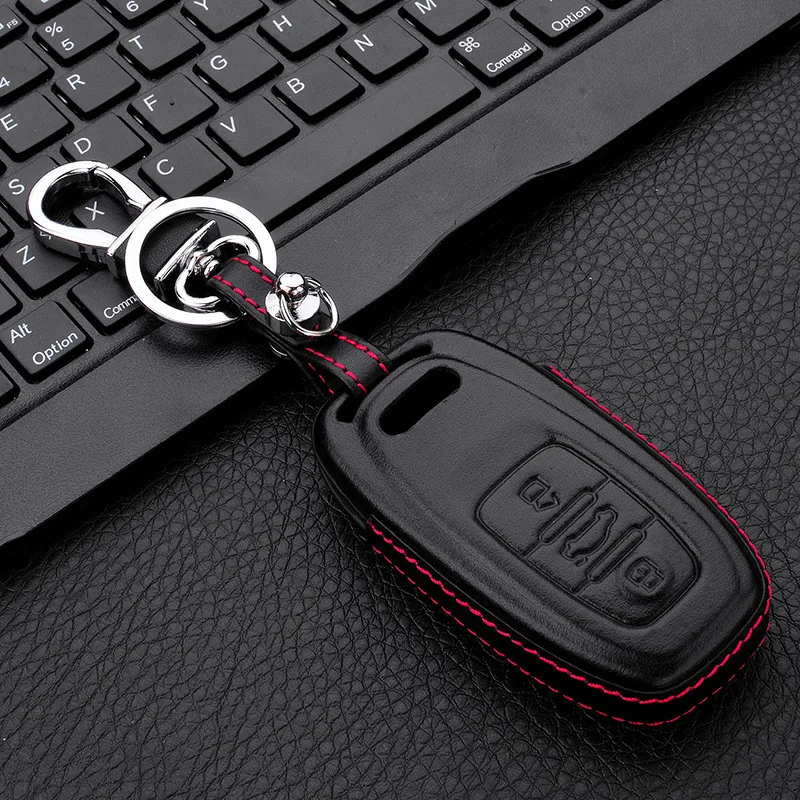 Genuine Leather Car Key Case Cover For Audi B6 B7 B8 A4 A5 A6 A7 A8 Q5 Q7 R8 TT S5 S6 S7 S8 Shell Bag for | Автомобили и