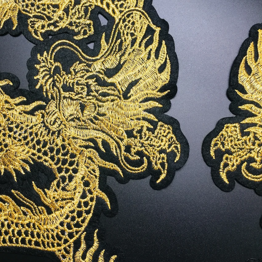 1 шт. большие золотые патчи с драконом железные нашивки вышивкой Аппликации для