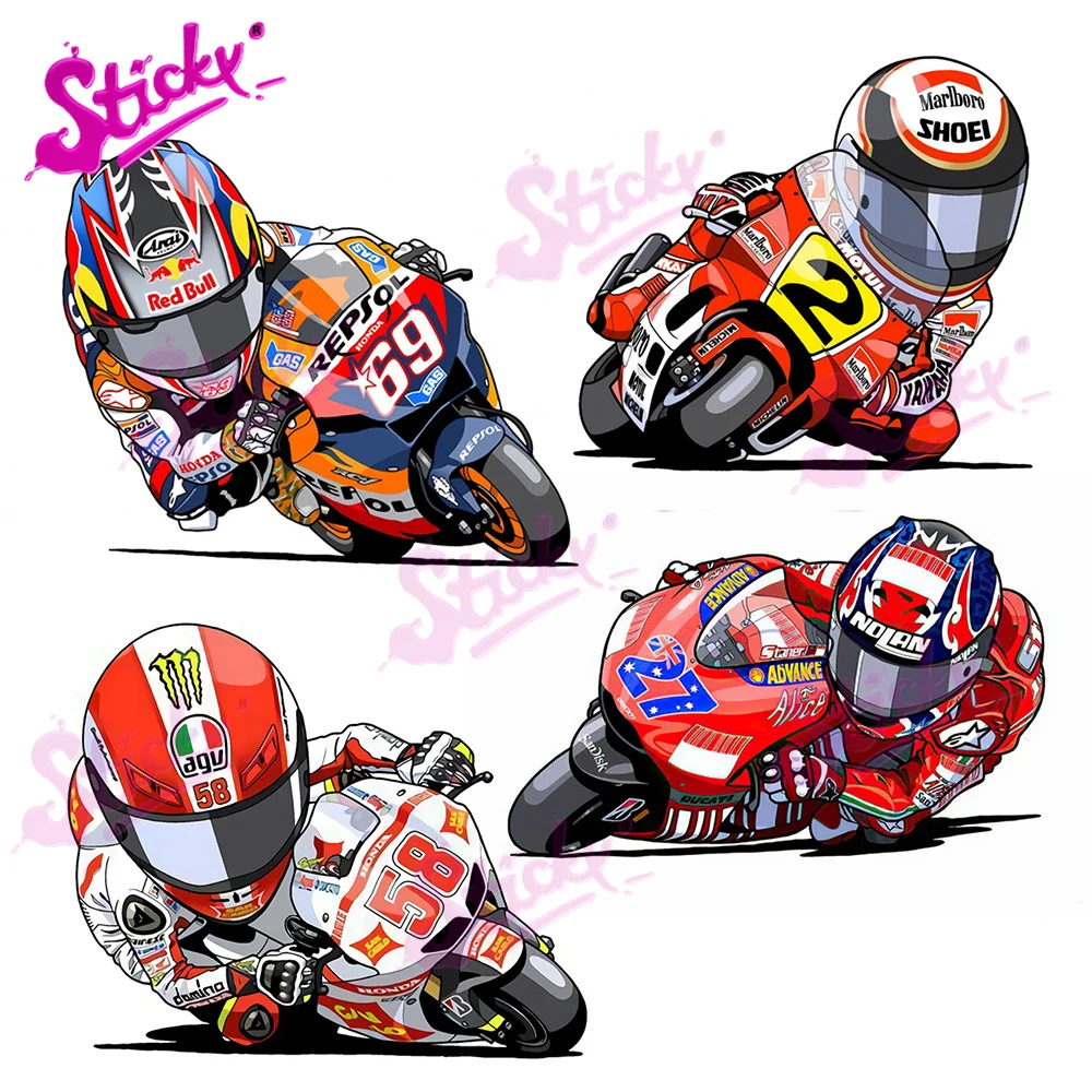 STICKY Motorcycle Racing Racer Anime Badge Brand Car Sticker Decal for Bicycle Accessories Laptop Helmet Trunk Stickers | Автомобили и