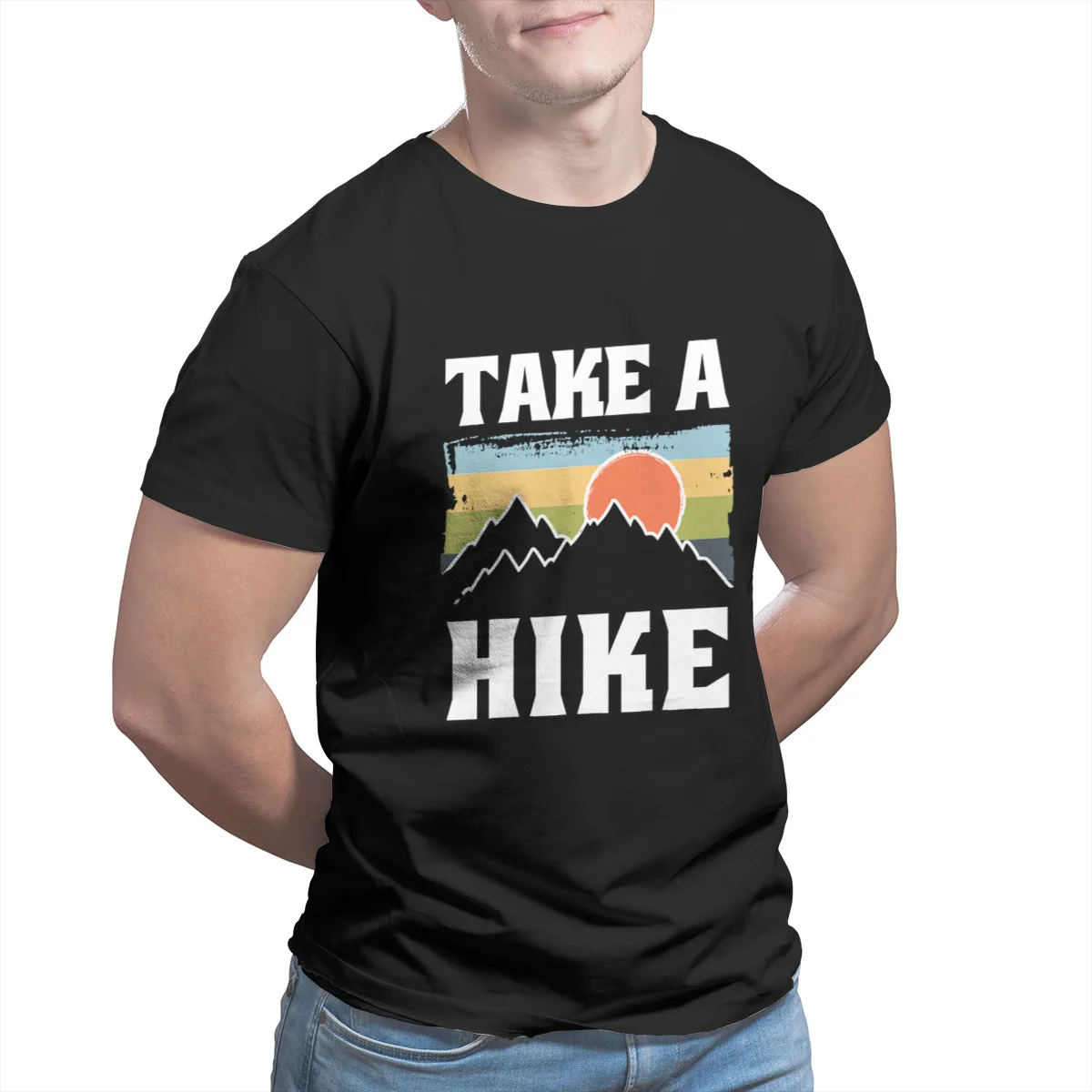 

Men's T-shirts Take A Hike I Funny Hiking T-Shirt 100% Cotton Black Funny Kawaii Graphic T-shirt 33096
