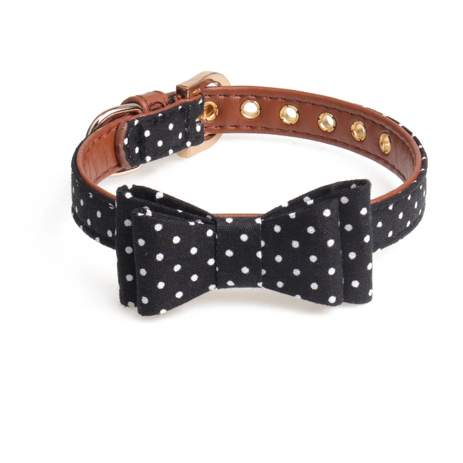 

Bow Tie Leather Dog Collar Bandana Dog Cute Dot Bow Cat Bowtie Collars for Small Medium Dogs Cats Chihuahua Collar Accessories