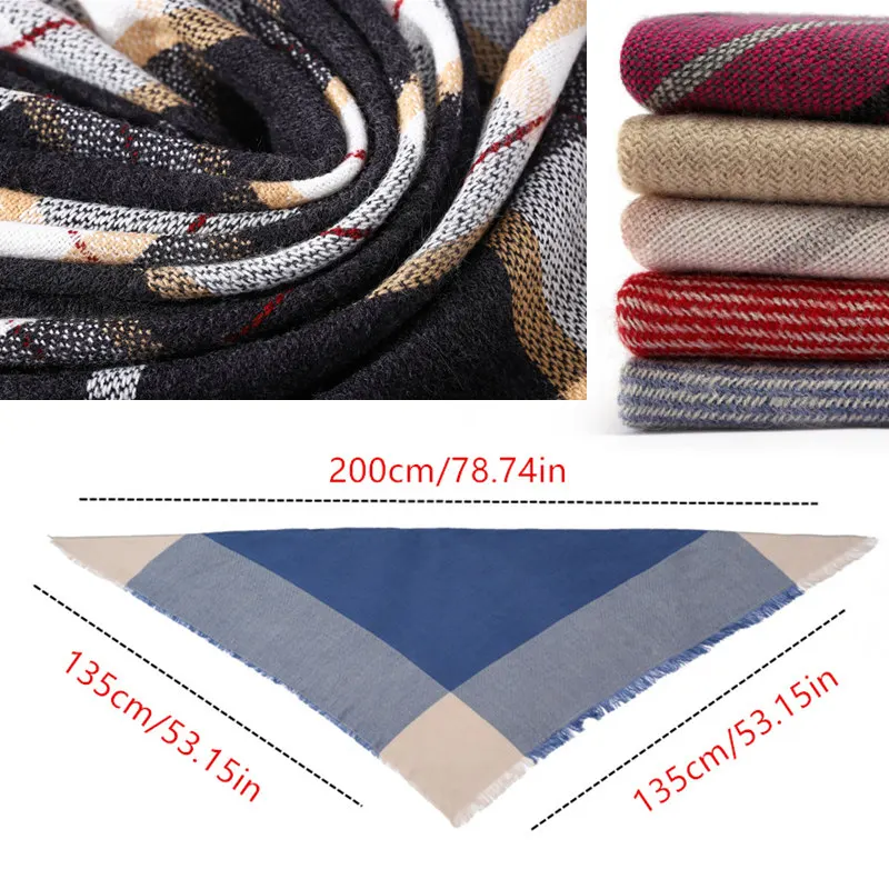 

2021 women scarf plaid winter cashmere scarves lady shawls bandana neck warm knit Triangle Bandage foulard echarpe femme wraps