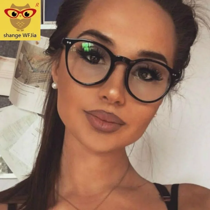 Очки круглые с прозрачными линзами в пластиковой оправе|Мужские очки кадры| |