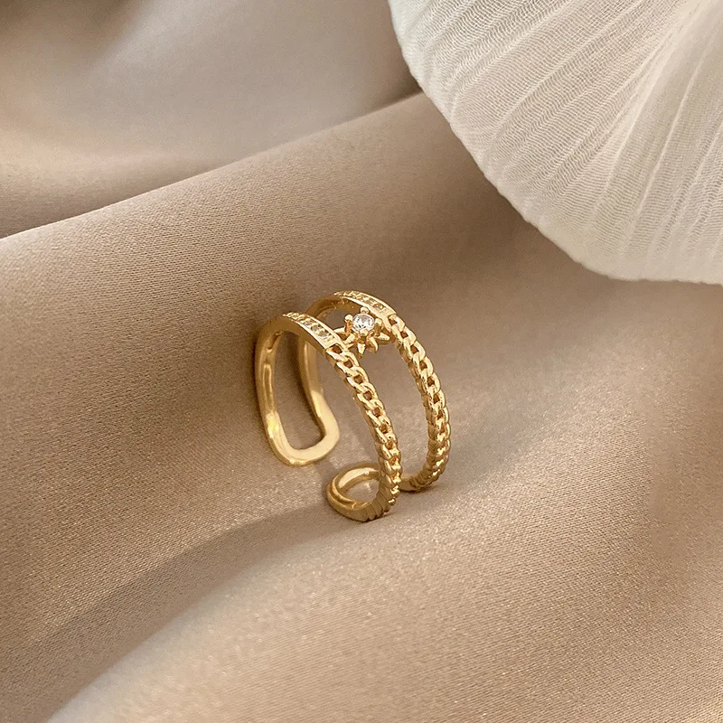 

MrZMsZ Fashion Jewelry Accessories Zircon Copper Rings For Women luxurious Adjustable Open Ring TeIen Girls 2021 Trendy Gift