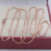 real pure 18k yellow rose gold chain 1mmw unique wheat link womens wife wealthy best gift necklace 17 7inch female chain