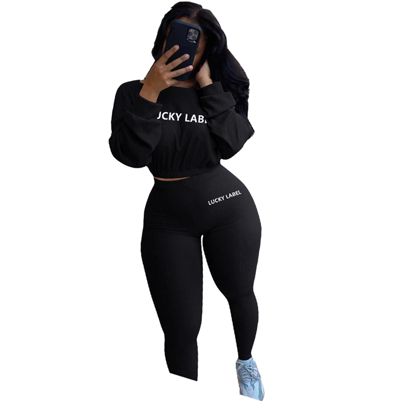 

Fall Clothes for Women Long Sleeve Two Piece Set Top and Pants Sexy Club Outfits Womens Tracksuit Set Wholesale Dropshipping