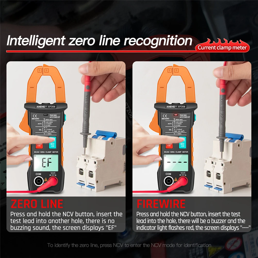 Цифровой мультиметр-зажим ST206 True RMS электрический портативный измеритель