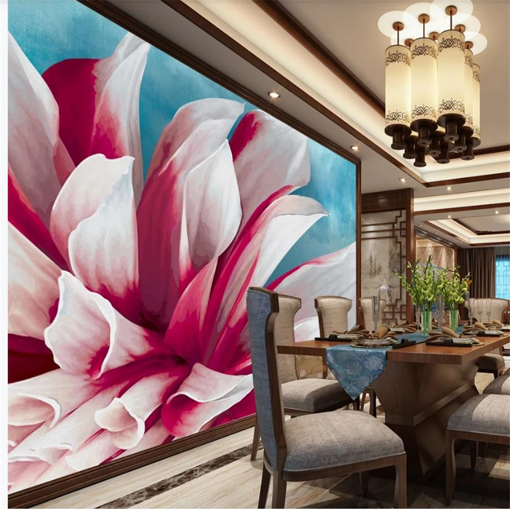 

Modern minimalist hand-painted 3d wallpapers European background wall decoration painting flower wallpapers